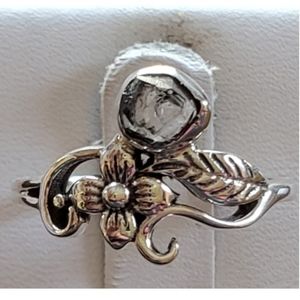 Genuine 1ct Herkimer Diamonds Flower Ring 8